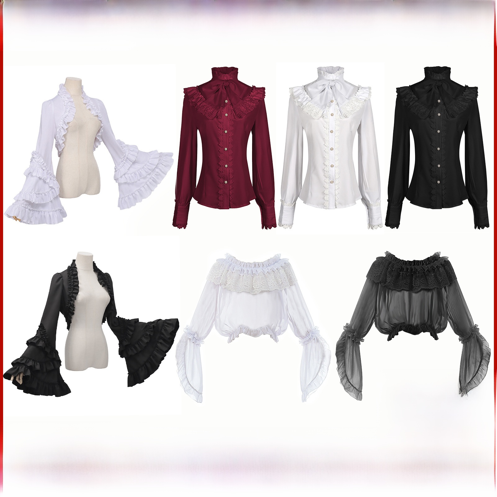 Vintage Fashion Eras - Viktorianisches Damenhemd im Gothic-Stil mit Langen