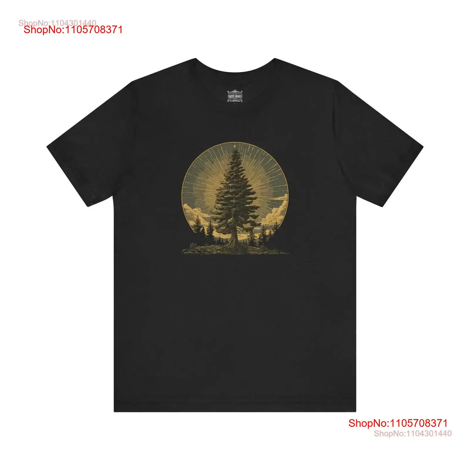 Vintage Fashion Icons - Jersey-T-Shirt mit Naturmotiv „Immergrüner Baum“ –