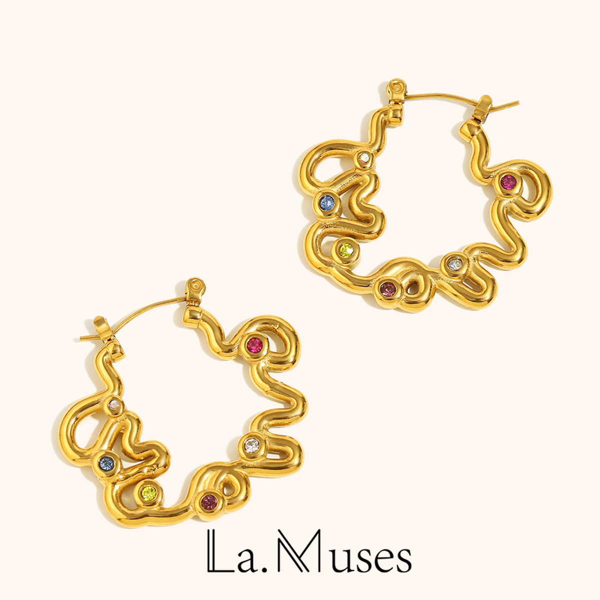 Vintage Fashion La - La. Muses Farbige Zirkon Twisted Line