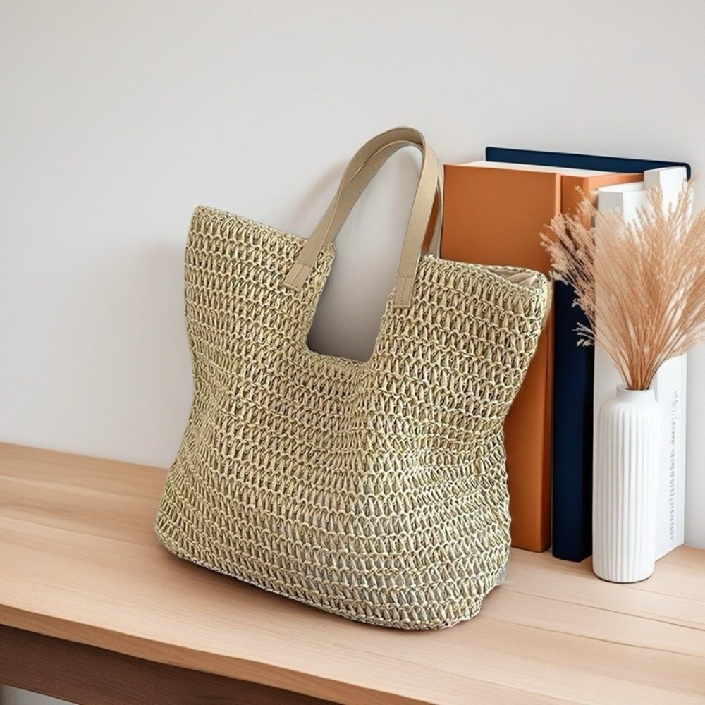 Vintage Fashion Market - Vintage-Stil Stroh-Schultertasche Bohemian Casual Gewebte Tragetasche