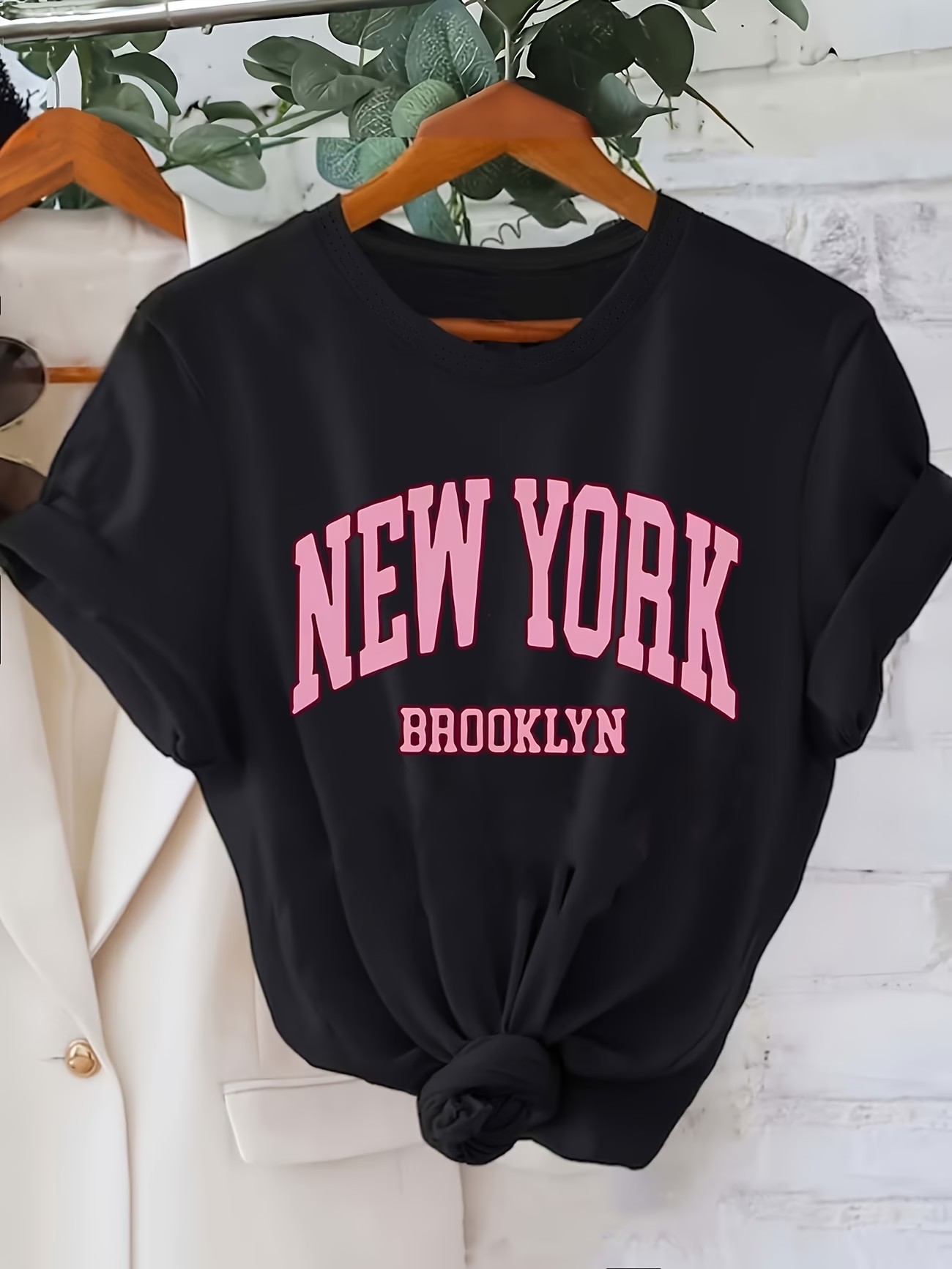 Vintage Fashion York - Modisches T-Shirt New York Brooklyn Schriftzug-Print