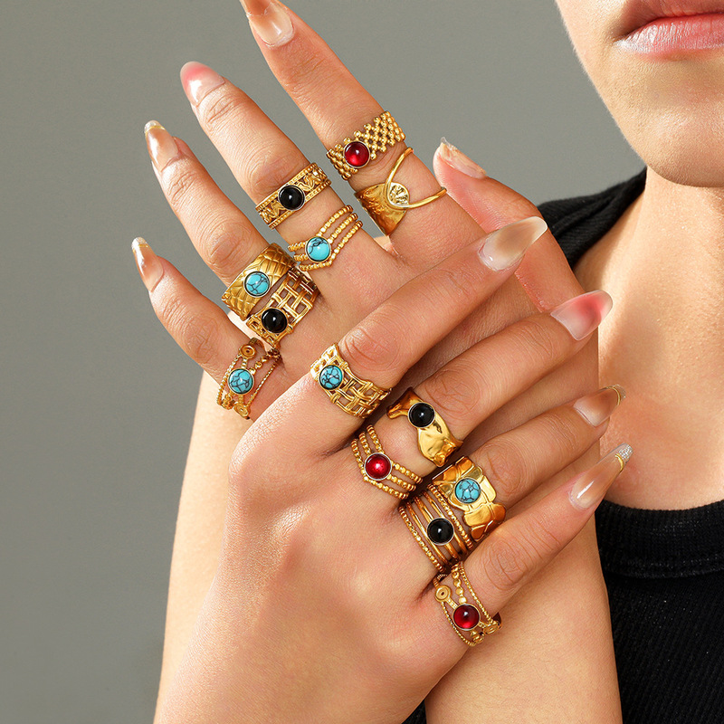 Edelstahl Gold Geprägter Ring  – Vintage Fashion Tiktok Bewertung und Preis