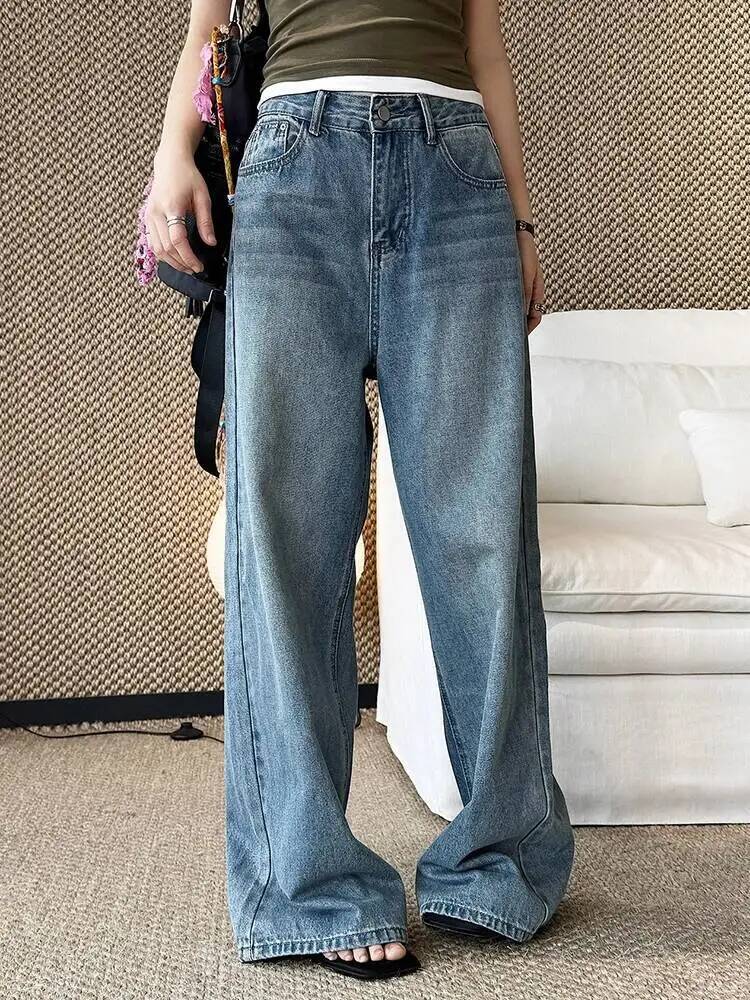 Graue Denim-Jeans mit Hoher Ta – Vintage Fashion Build Bewertung und Preis